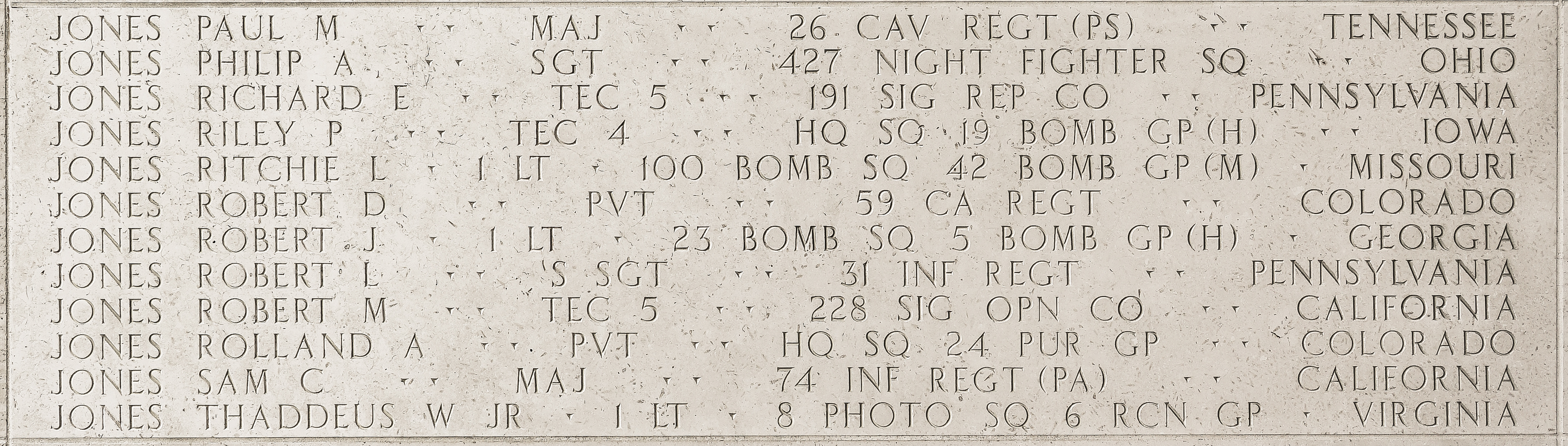 Thaddeus W. Jones, First Lieutenant